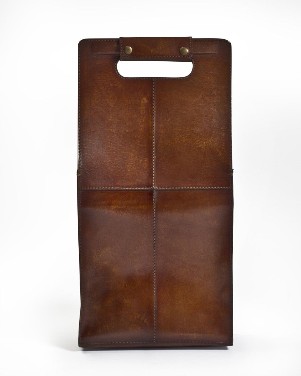 Wine Carrier. For 2 Bottles Leather Wine Tote. Wine Holder. Engraved Wine Tote. Leather bottle holder thumbnail 3