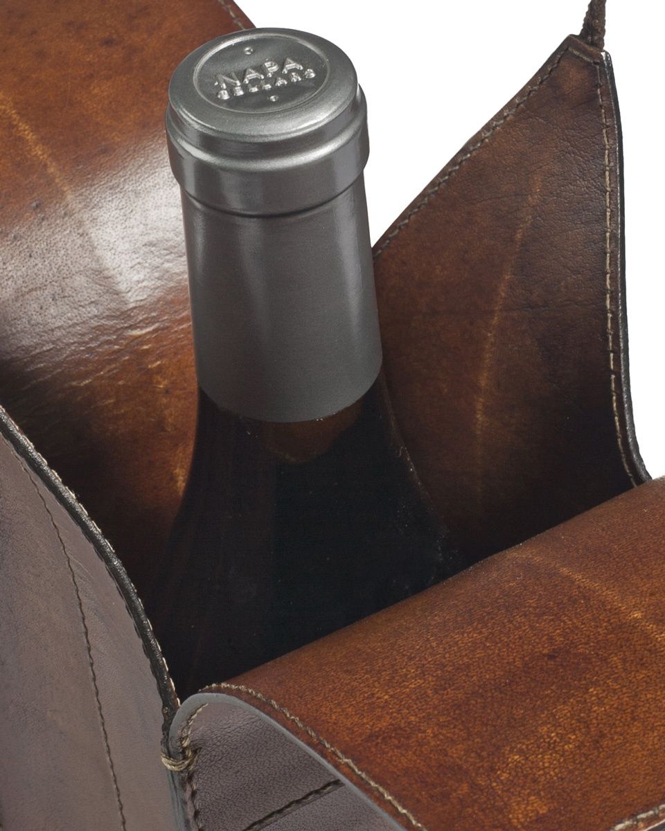 Wine Carrier. For two Bottles Leather one Wine Tote. Wine Holder. Engraved Wine Tote. Leather bottle holder thumbnail 2