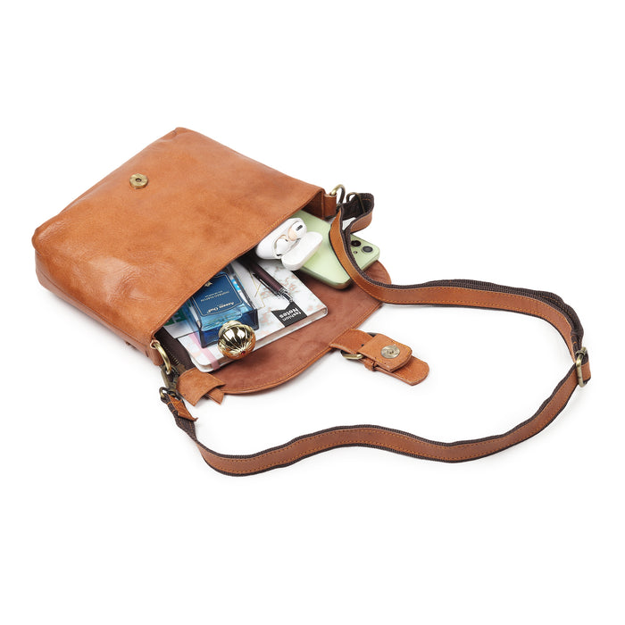 Women’S Mini Tan Satchel Purse thumbnail 3