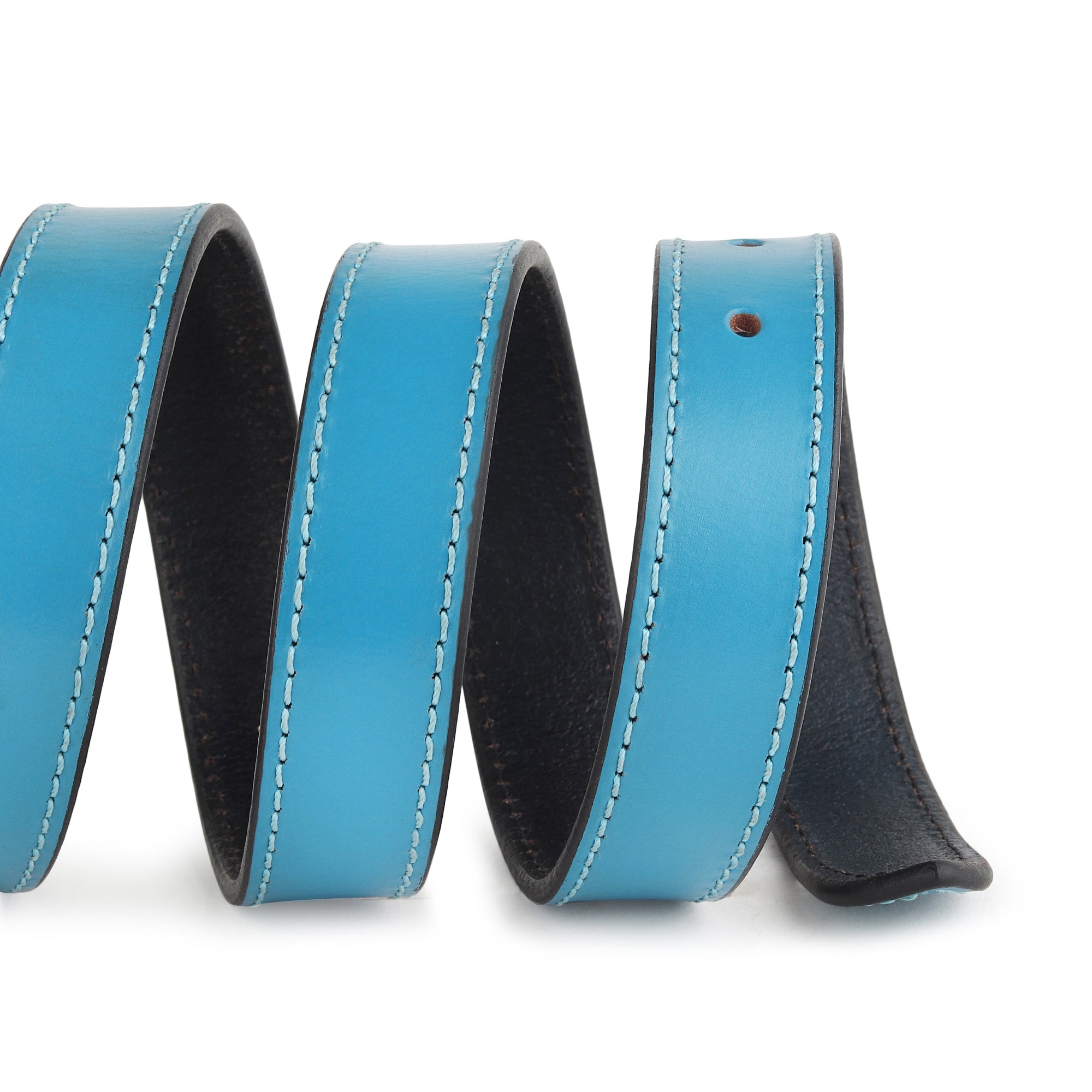 Women's Slim Leather Belt - Blue thumbnail 40