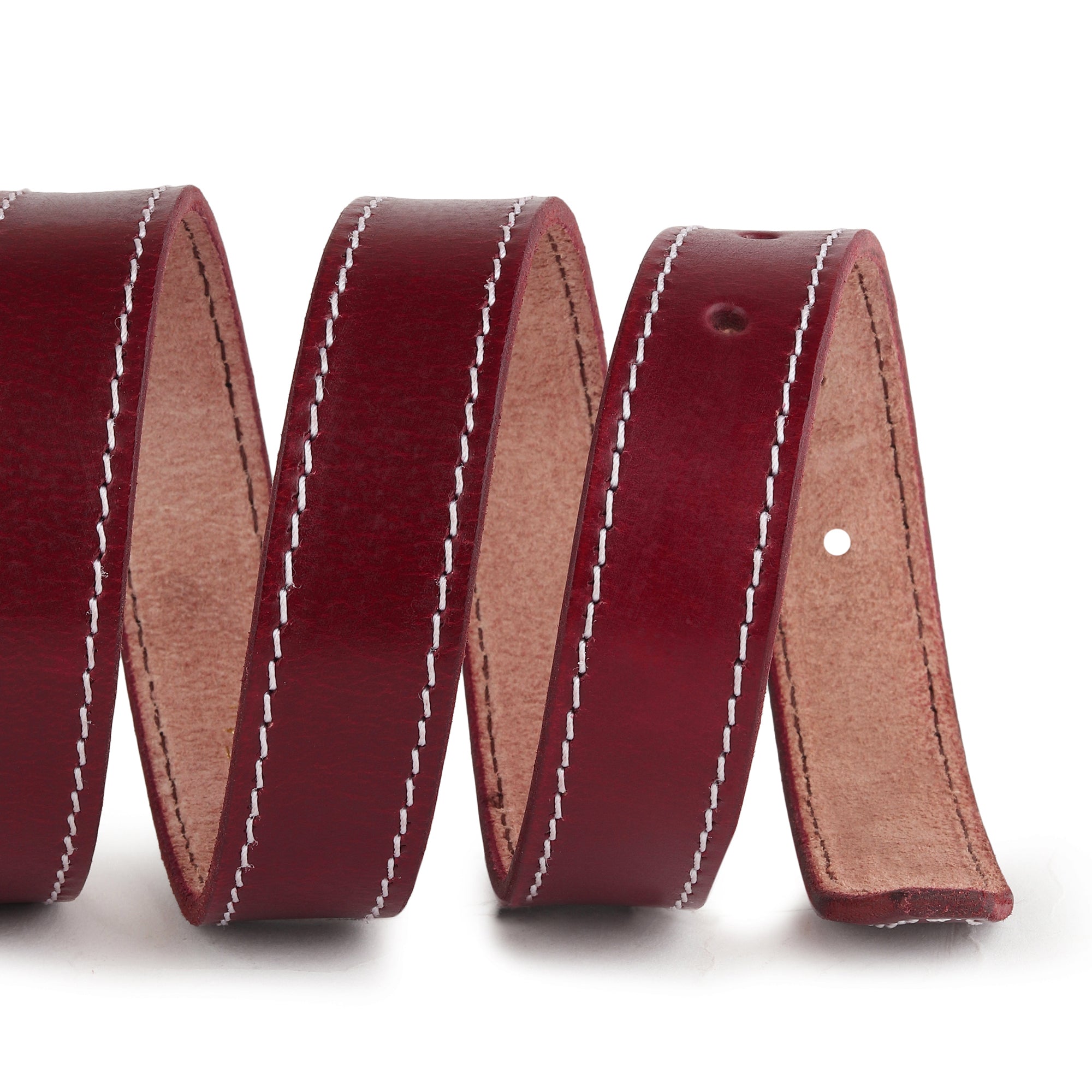 Women's Slim Leather Belt - Cherry Red thumbnail 15