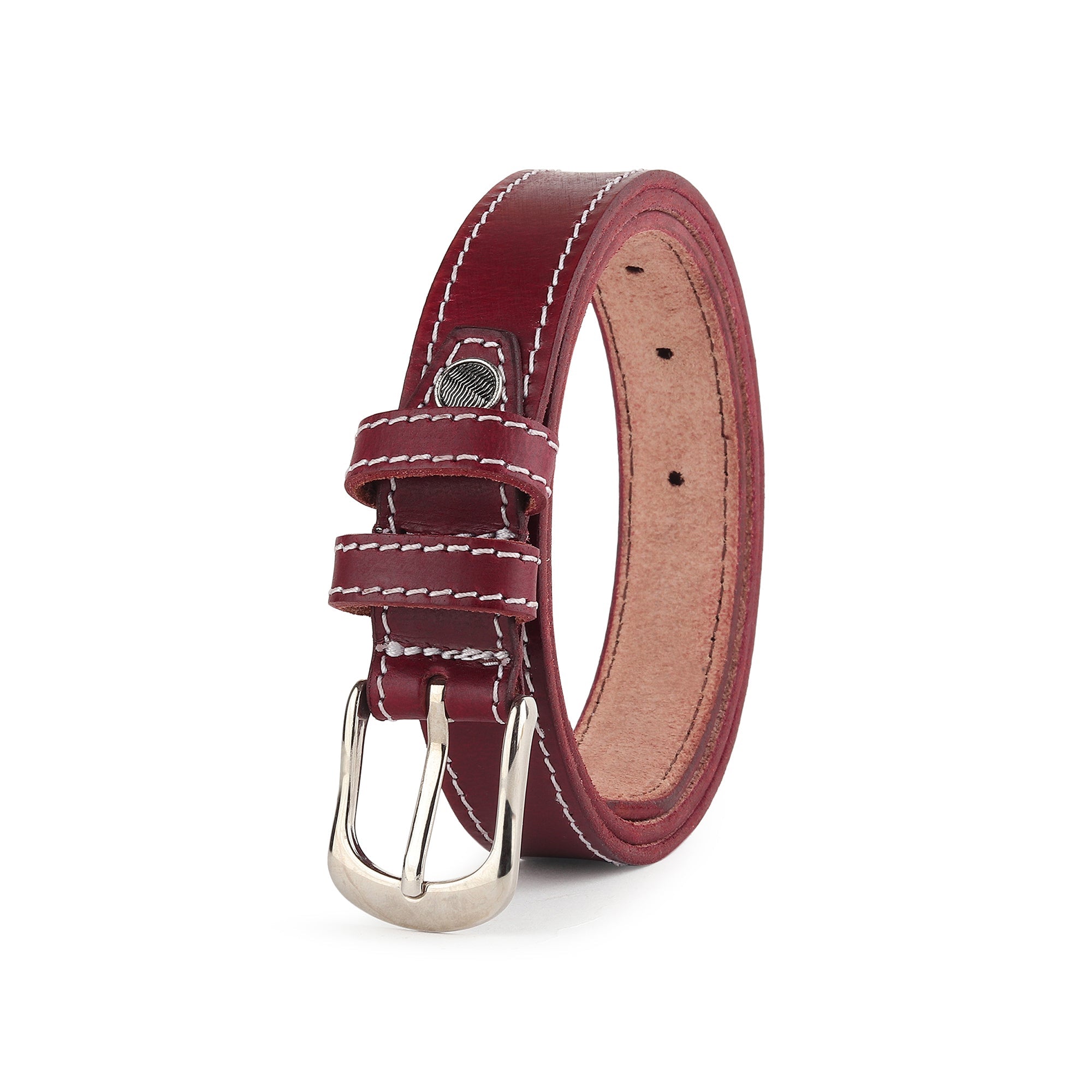 Women's Slim Leather Belt - Cherry Red thumbnail 29