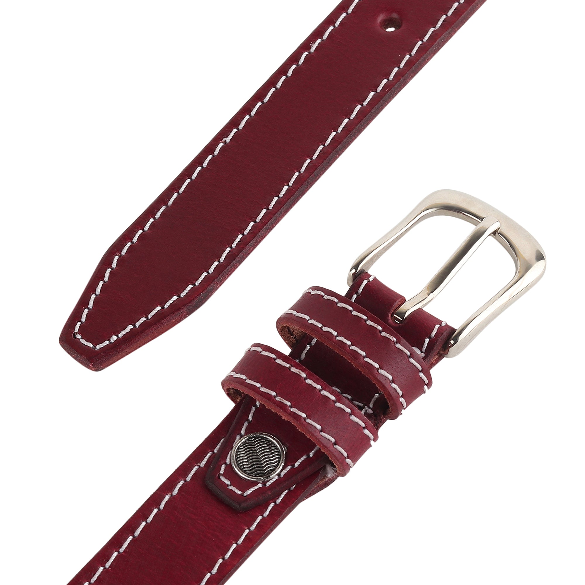 Women's Slim Leather Belt - Cherry Red thumbnail 36