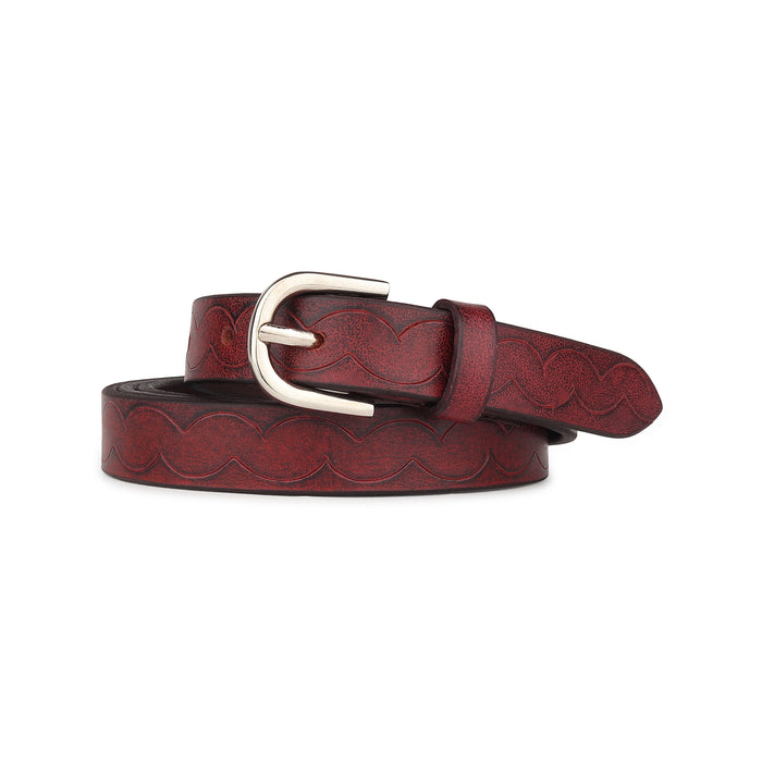 Women's Slim Leather Belt - Maroon thumbnail 17