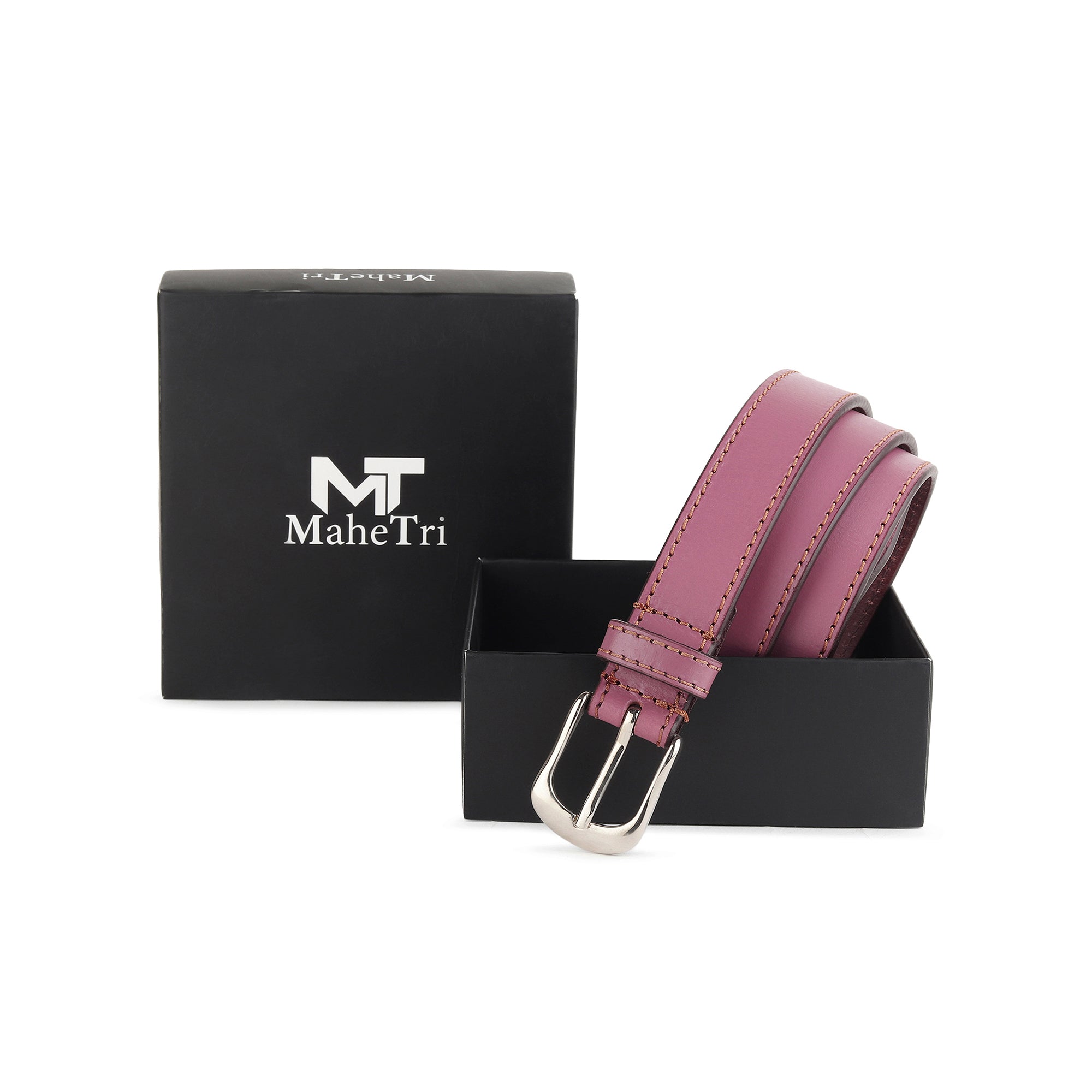 Women's Slim Leather Belt - Viola Purple thumbnail 19