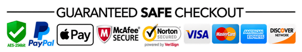 Guaranteed Safe Checkout - AES-256bit, PayPal, Apple Pay, McAfee Secure, Norton Secured, Visa, Mastercard, American Express, Discover