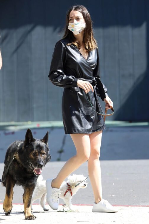 Ana De Armas out in Venice - Leather Dress