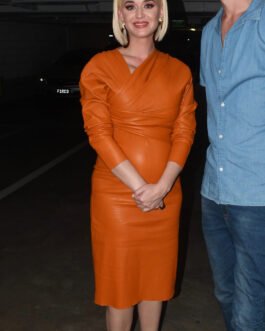 Katy Perry seen for the first time since grand mothers death – Leather Dress