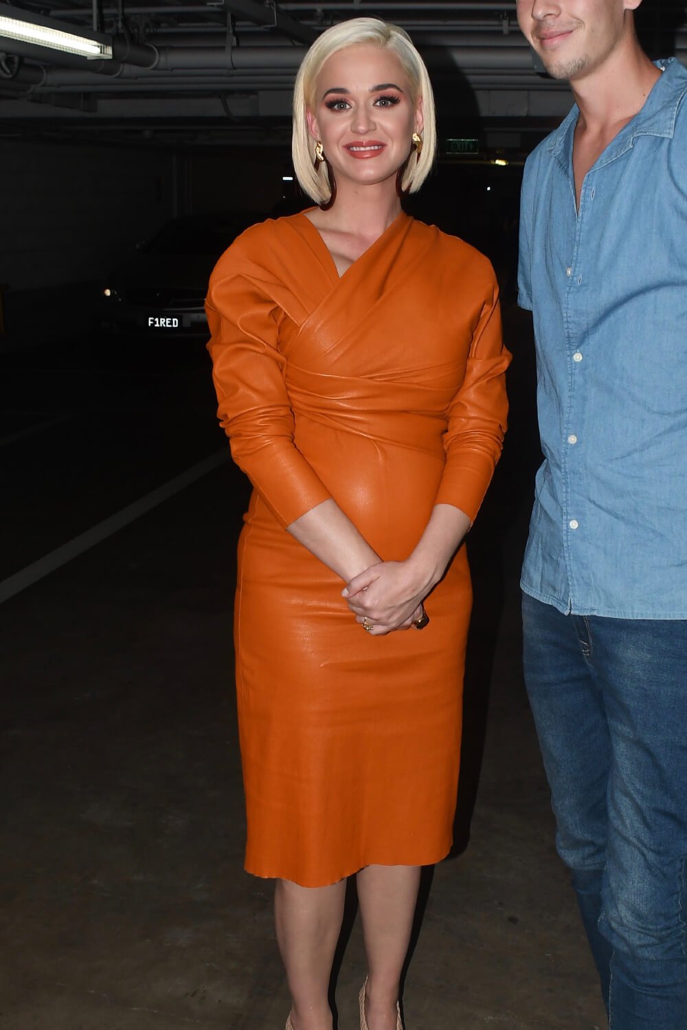 Katy Perry seen for the first time since grand mothers death - Leather Dress