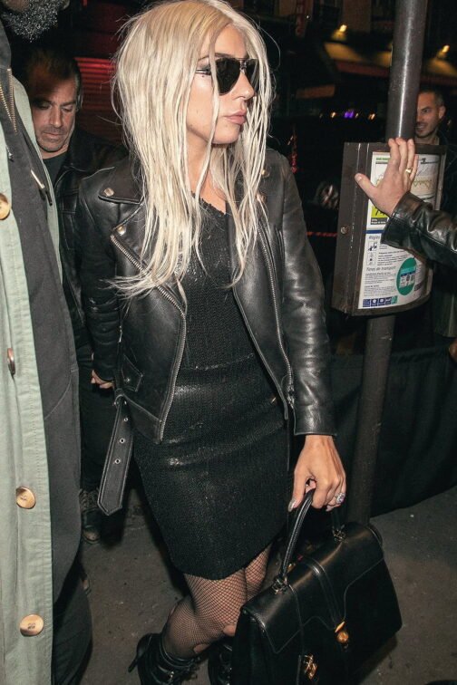 Lady Gaga arrives at the Celine after party - Leather Jacket