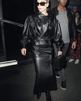 Lady Gaga leaving Electric Lady Studios - Leather Dress