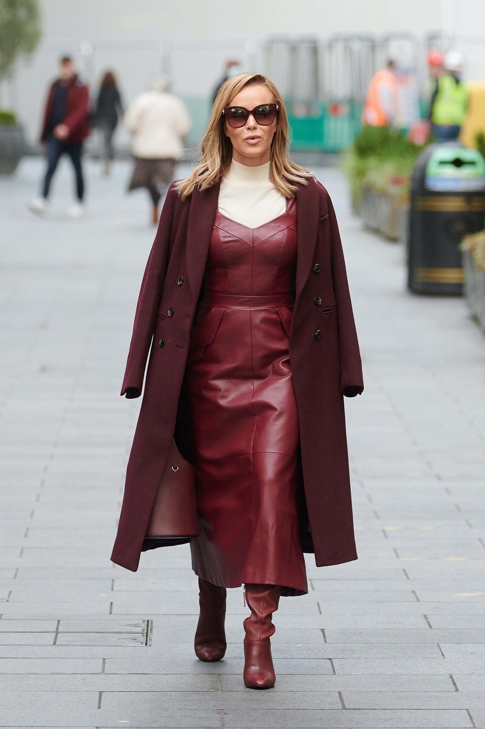 Amanda Holden seen at Global Radio Studios in London - Leather Dress - Image 4