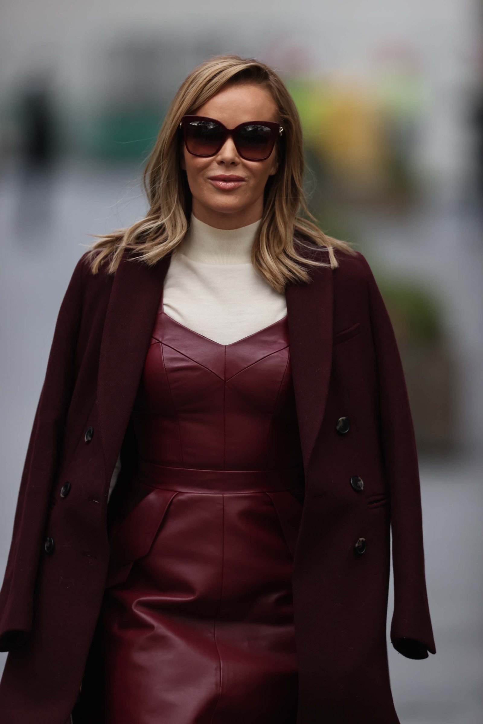 Amanda Holden seen at Global Radio Studios in London - Leather Dress - Image 3