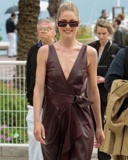 Doutzen Kroes out in Cannes – Leather Dress