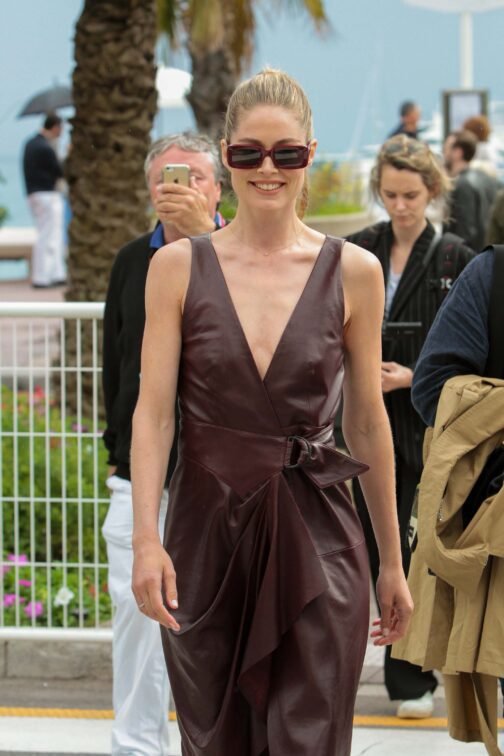 Doutzen Kroes out in Cannes - Leather Dress - Image 2