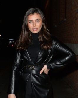 Francesca Allen seen arriving at Zuma restaurant – Leather Jacket