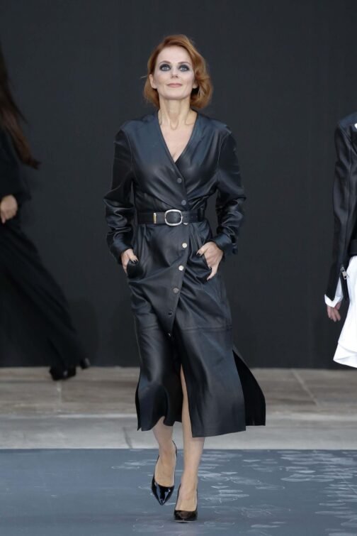 Geri Halliwell walks the runway during the Le Defile LOreal Paris Show - Leather Dress - Image 6