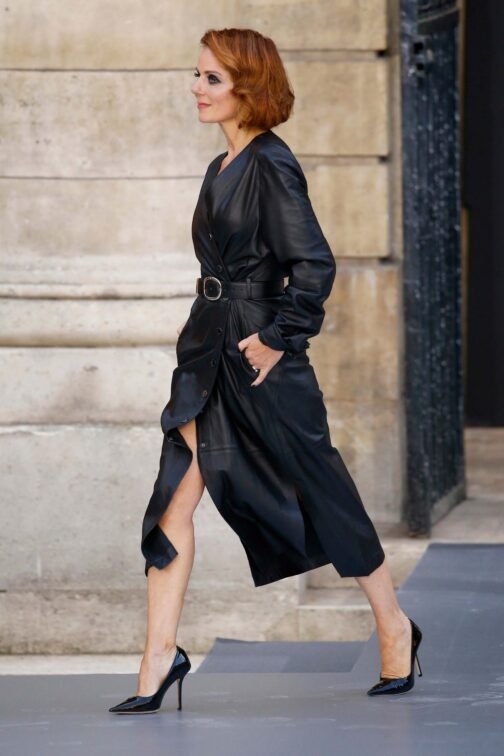 Geri Halliwell walks the runway during the Le Defile LOreal Paris Show - Leather Dress - Image 4