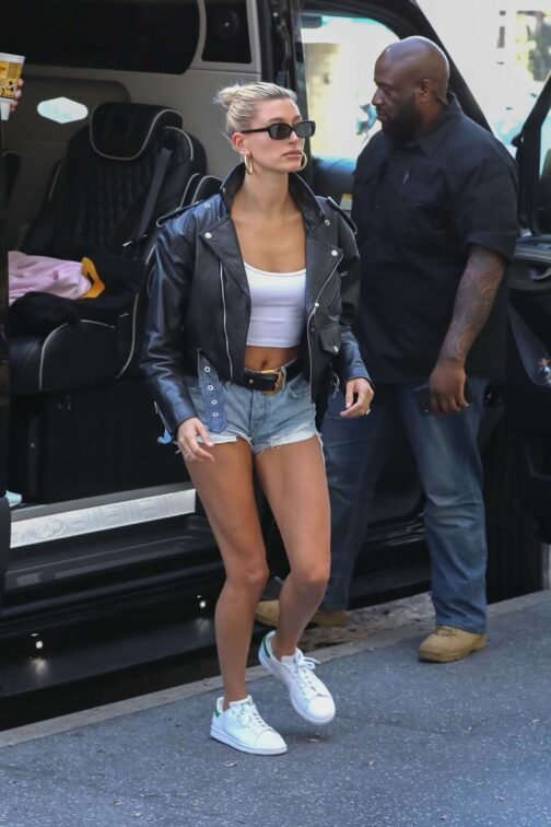 Hailey Baldwin at Bed Bath and Beyond - Leather Jacket - Image 2