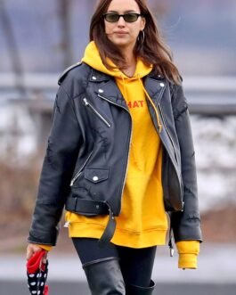 Irina Shayk out in NYC - Leather Jacket