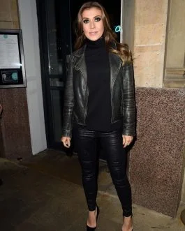 Kym Marsh spotted at Ginos Restaurant - Leather Jacket