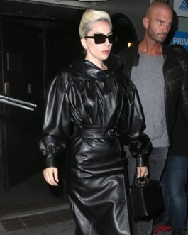 Lady Gaga leaving Electric Lady Studios – Leather Dress