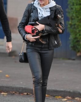Michelle Keegan out in Hale Cheshire - Leather Jacket