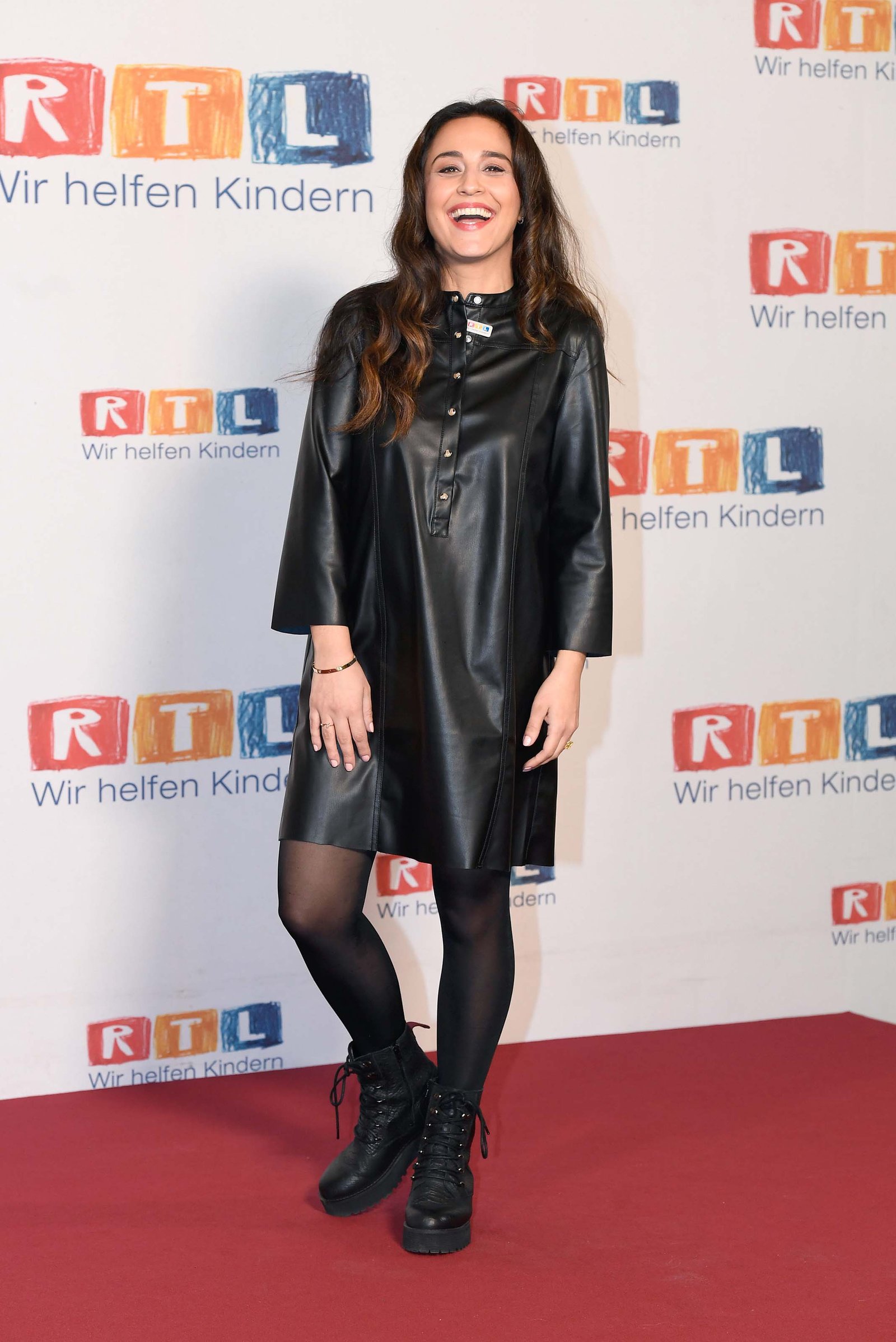 Nina Moghaddam seen at RTL Spendenmarathon - Leather Dress