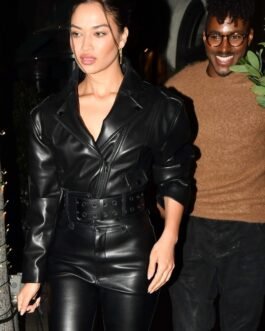 Shanina Shaik seen at Madeos – Leather Jacket