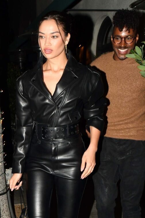 Shanina Shaik seen at Madeos - Leather Jacket