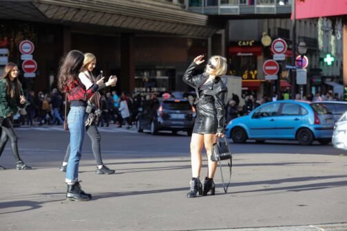 Tallia Storm seen in Paris - Leather Dress - Image 4