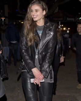 Taylor Hill leaving The Peppermint Club - Leather Jacket