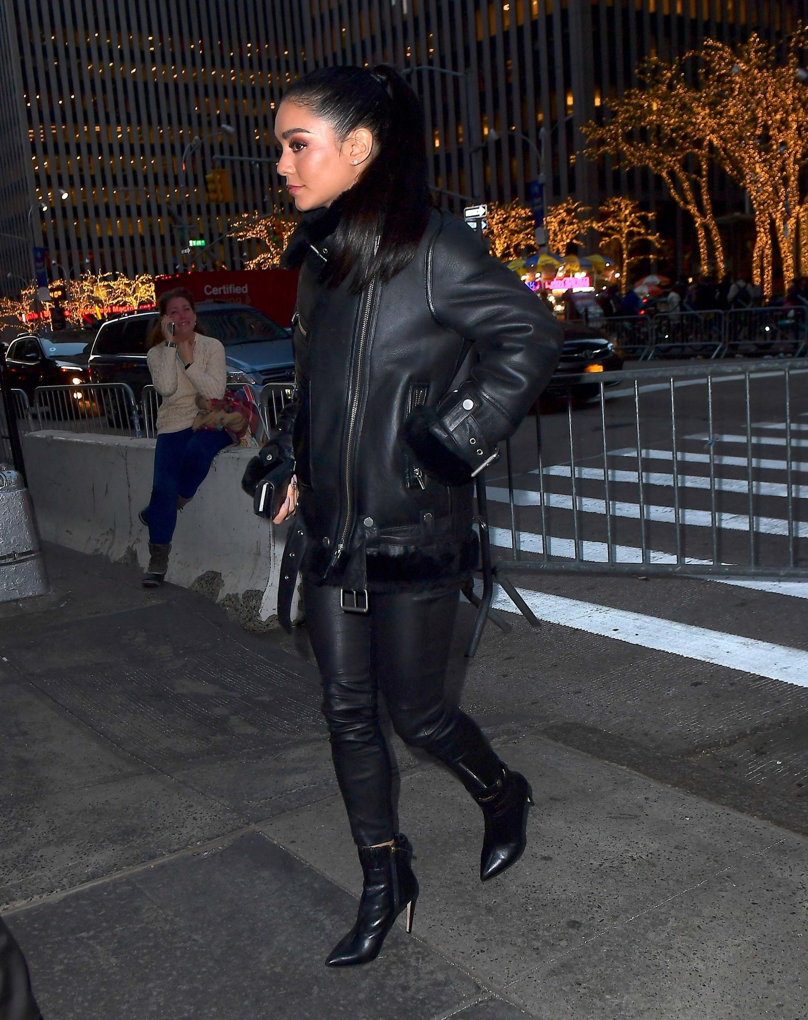 Vanessa Hudgens heading to the Tonight Show - Leather Jacket