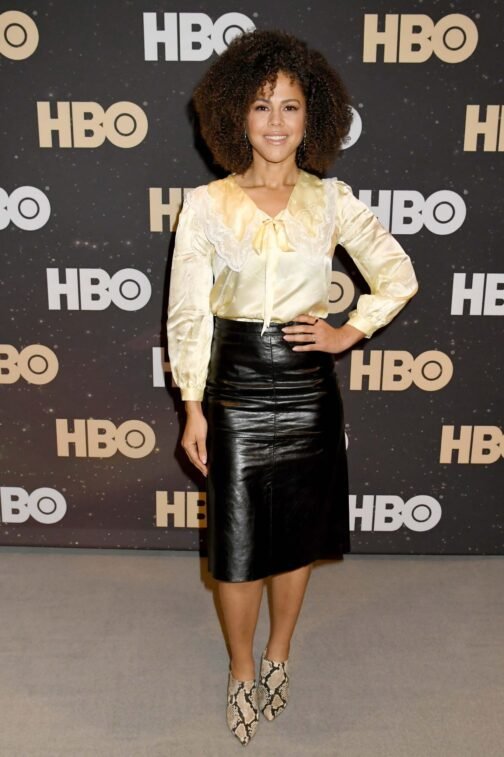 Lenora Crichlow attends WarnerMedia Winter TCA 2020 - Leather Skirts