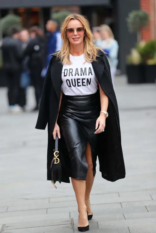 Amanda Holden exits Heart Radio Studios - Leather Skirt - Image 4