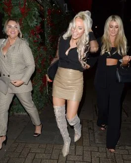 Danielle Mason at Novikov Restaurant and Bar – Leather Skirt