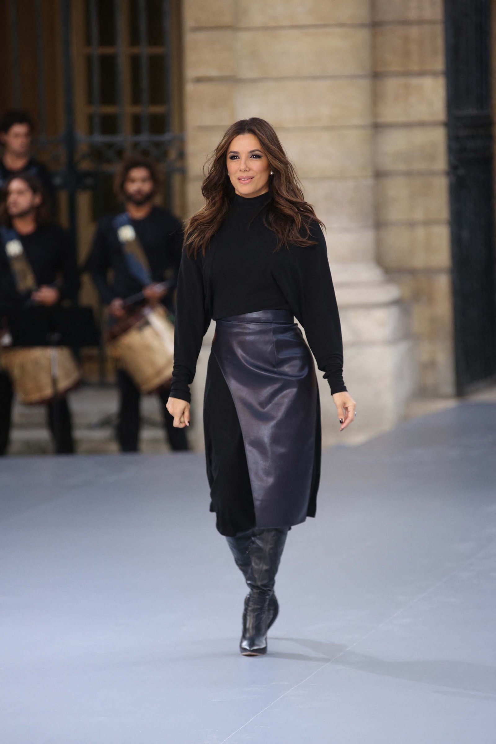 Eva Longoria attends Le Defile LOreal Paris Show - Leather Skirts