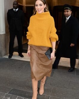 Olivia Palermo is seen leaving her hotel - Leather Skirts