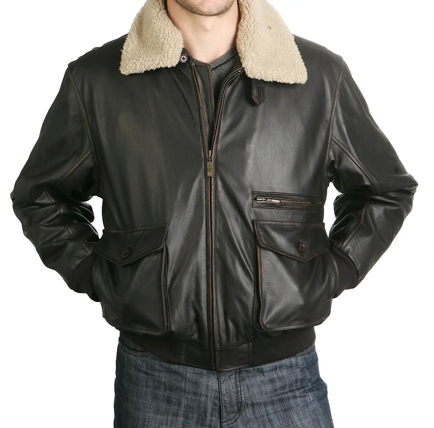 Mens Leather Jacket - LJM039