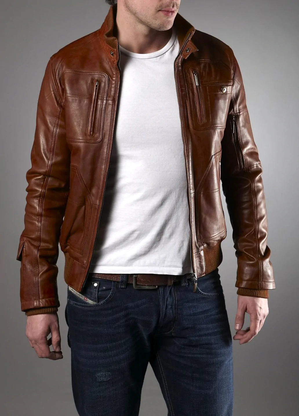 Mens Leather Jacket - LJM071