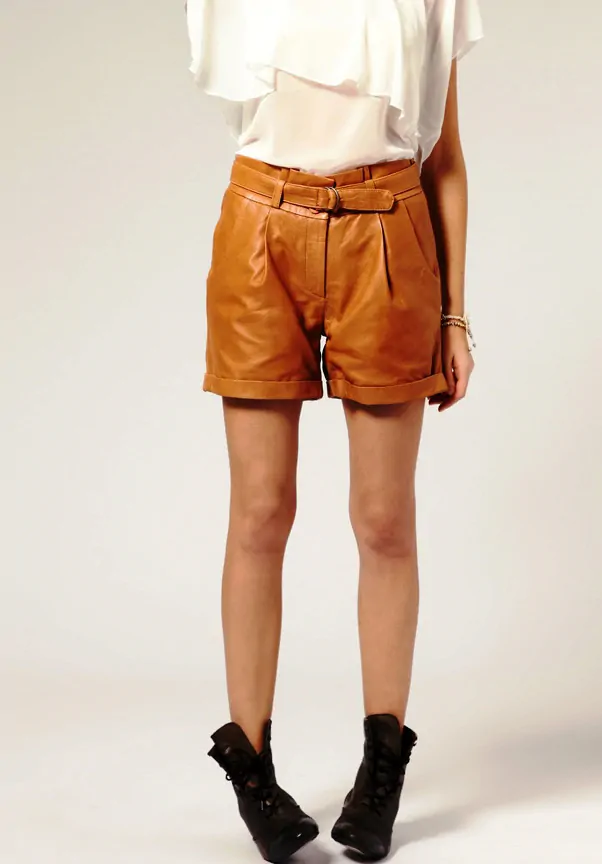 Womens Leather Skirts & Shorts - LSK091