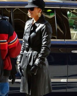 Jennifer Lopez Hustlers Leather Trench Coat