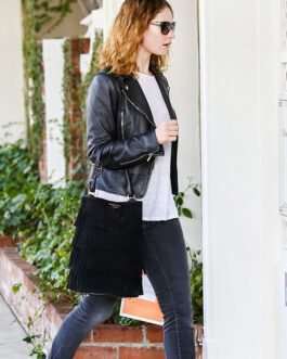 Lily James Leather Jacket