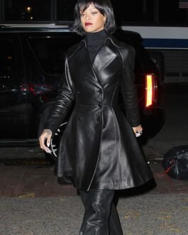 Rihanna Leather Trench Coat