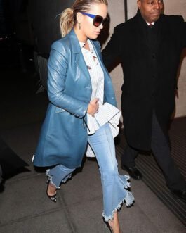 Rita Ora Leather Long Coat