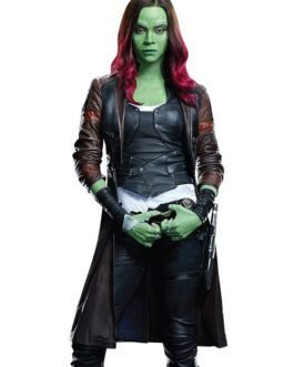 Zoe Saldana Guardians Of The Galaxy Vol 2 Leather Coat